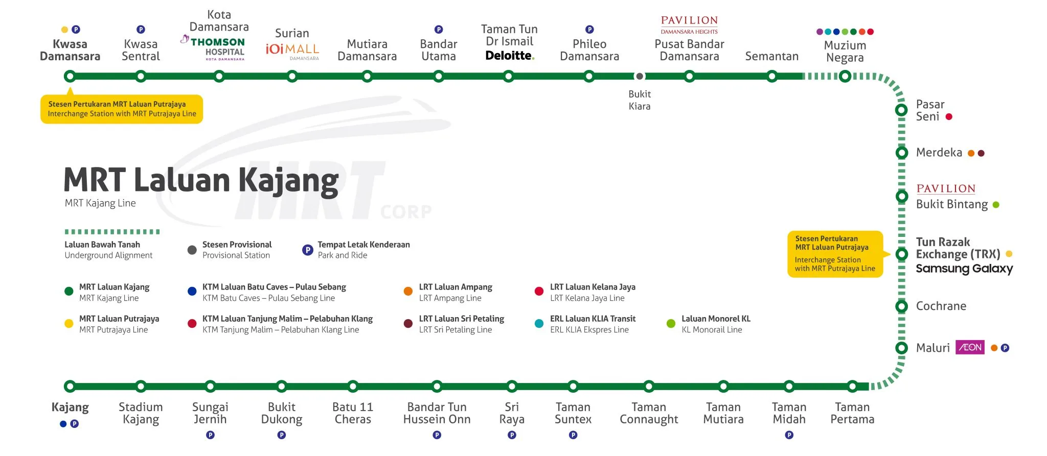 mrt kajang line route map
